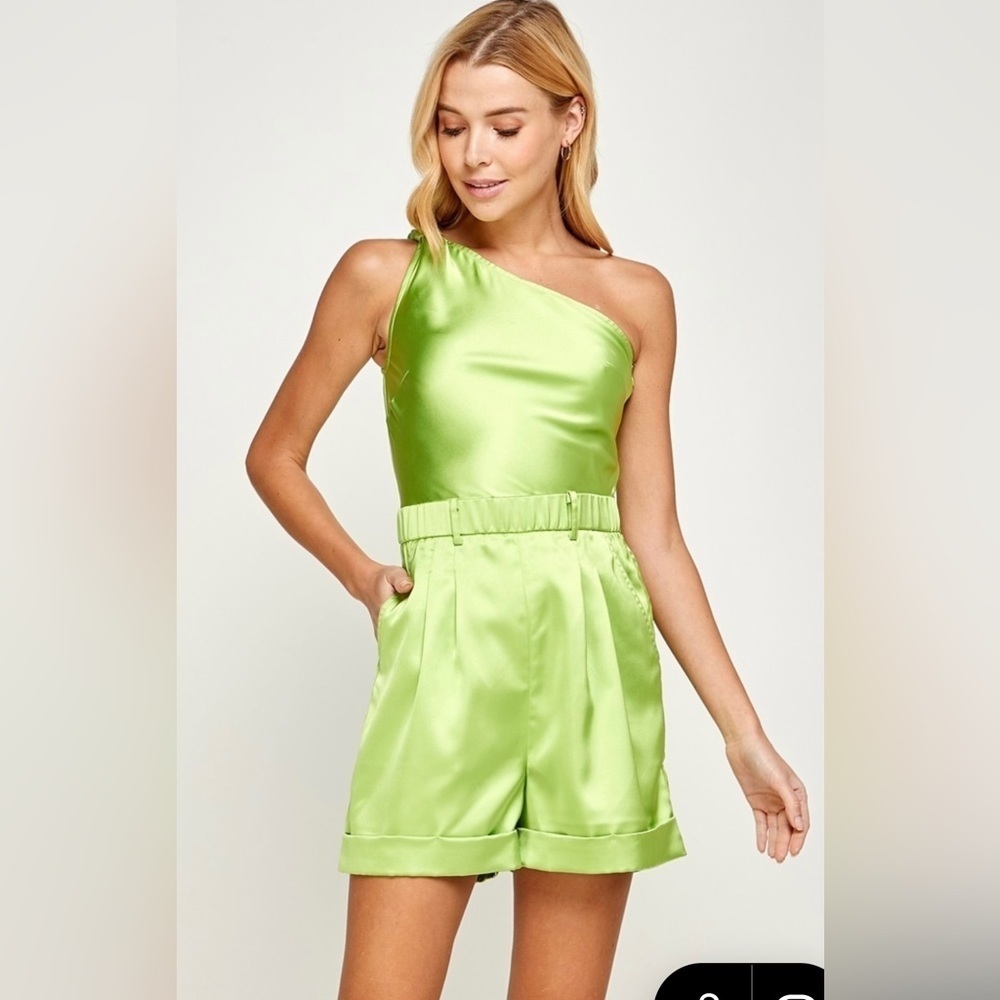 Satin One Shoulder Romper NWT